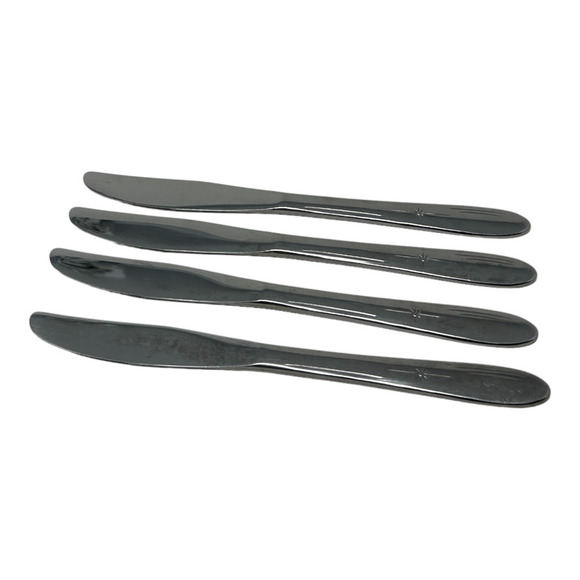4 Everlasting Stainless Atomic Star Flatware EVR1 Solid Handle Dinner Knives 8" - Picture 5 of 9